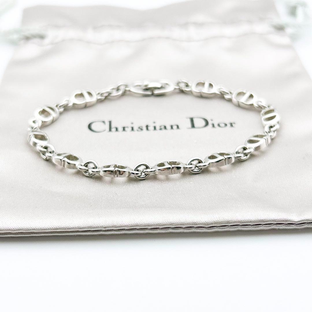 2455　極美品✨　Dior　ブレスレット　シルバー　CD ロゴ　刻印 18cm
