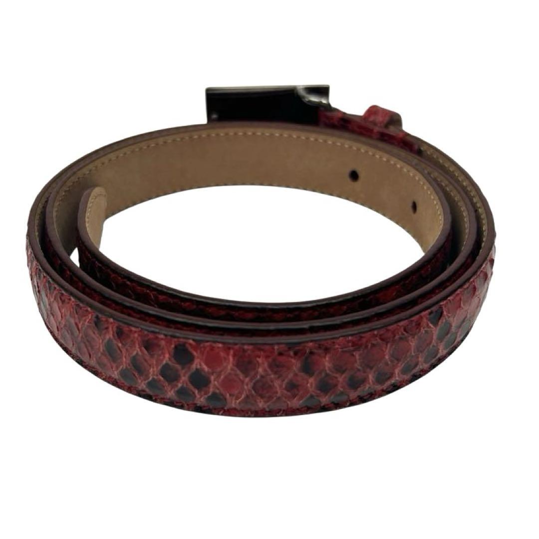 新しく着き DOLCE&GABBANA ドルガバ パイソン ベルト 30インチ ロゴプレート 小物