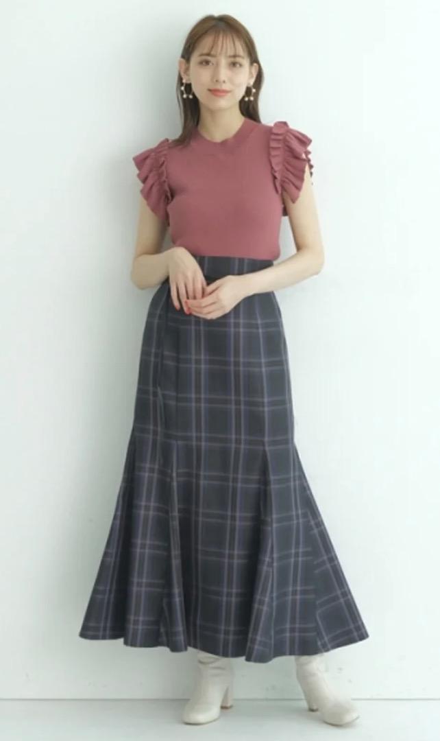 チェック マーメイド ロング スカート Mystrada マイストラーダ 新品