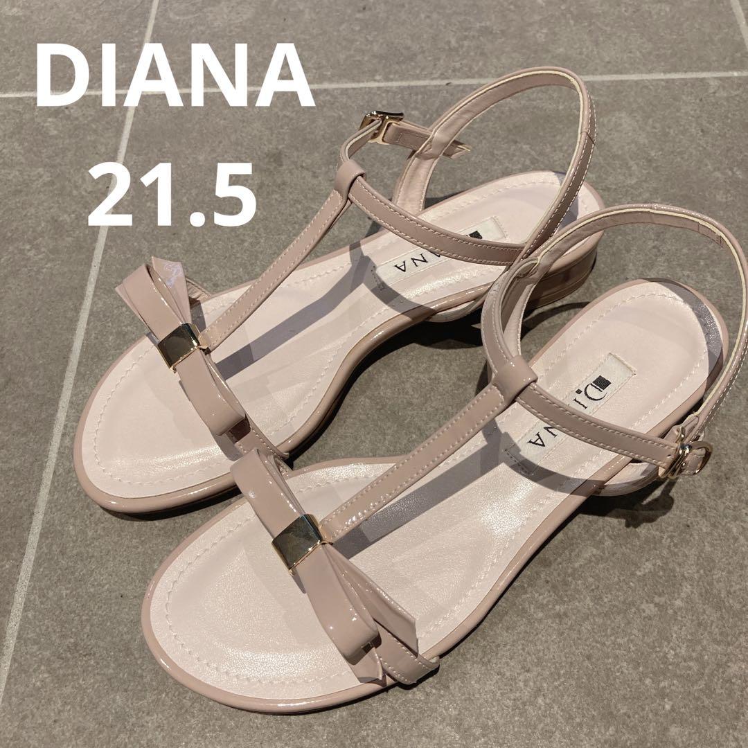 新品☆DIANA フラットリボンサンダル　ピンクベージュ　21.5cm