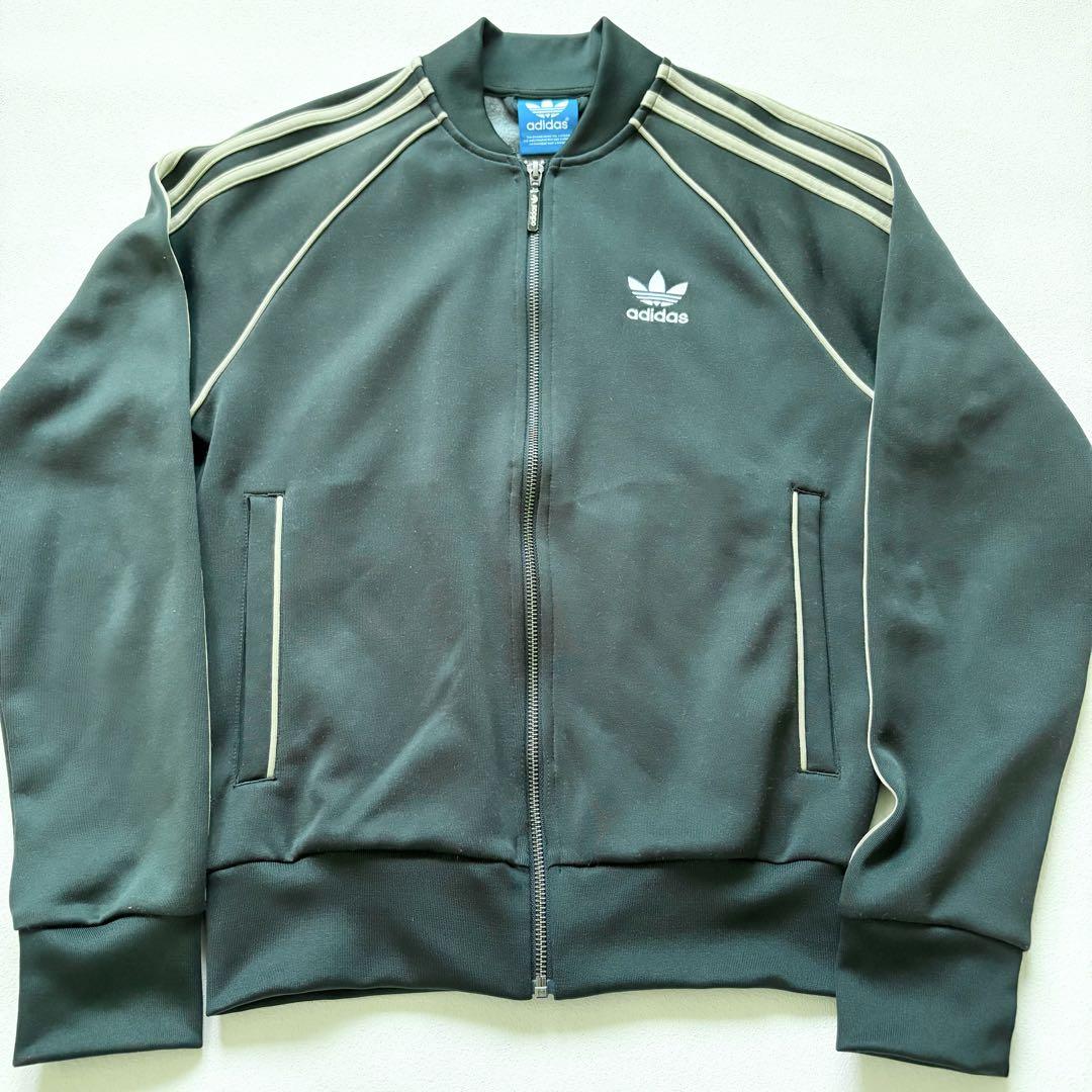 adidas トラックジャケット　モスグリーン　カーキ　トレフォイルロゴ