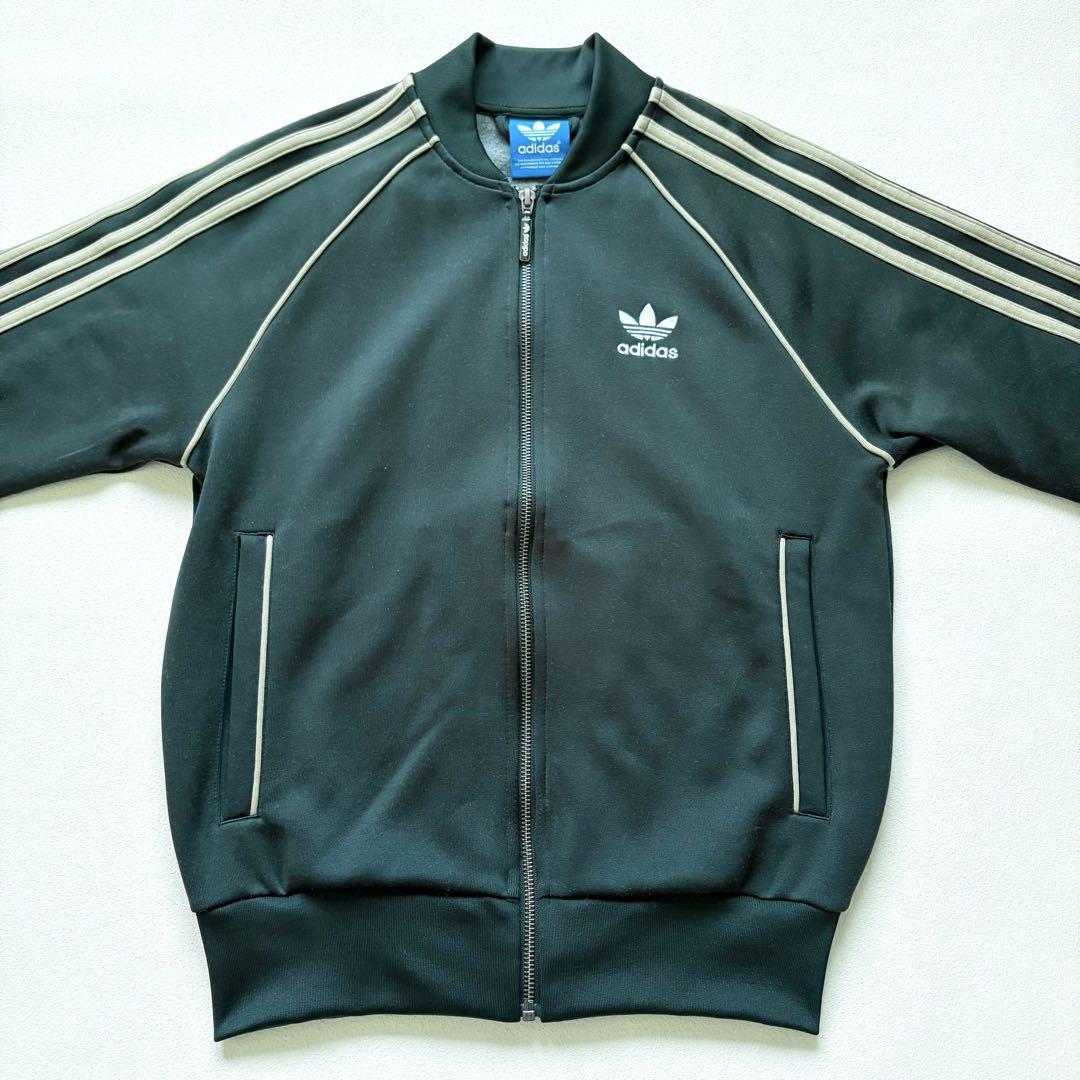 adidas トラックジャケット　モスグリーン　カーキ　トレフォイルロゴ