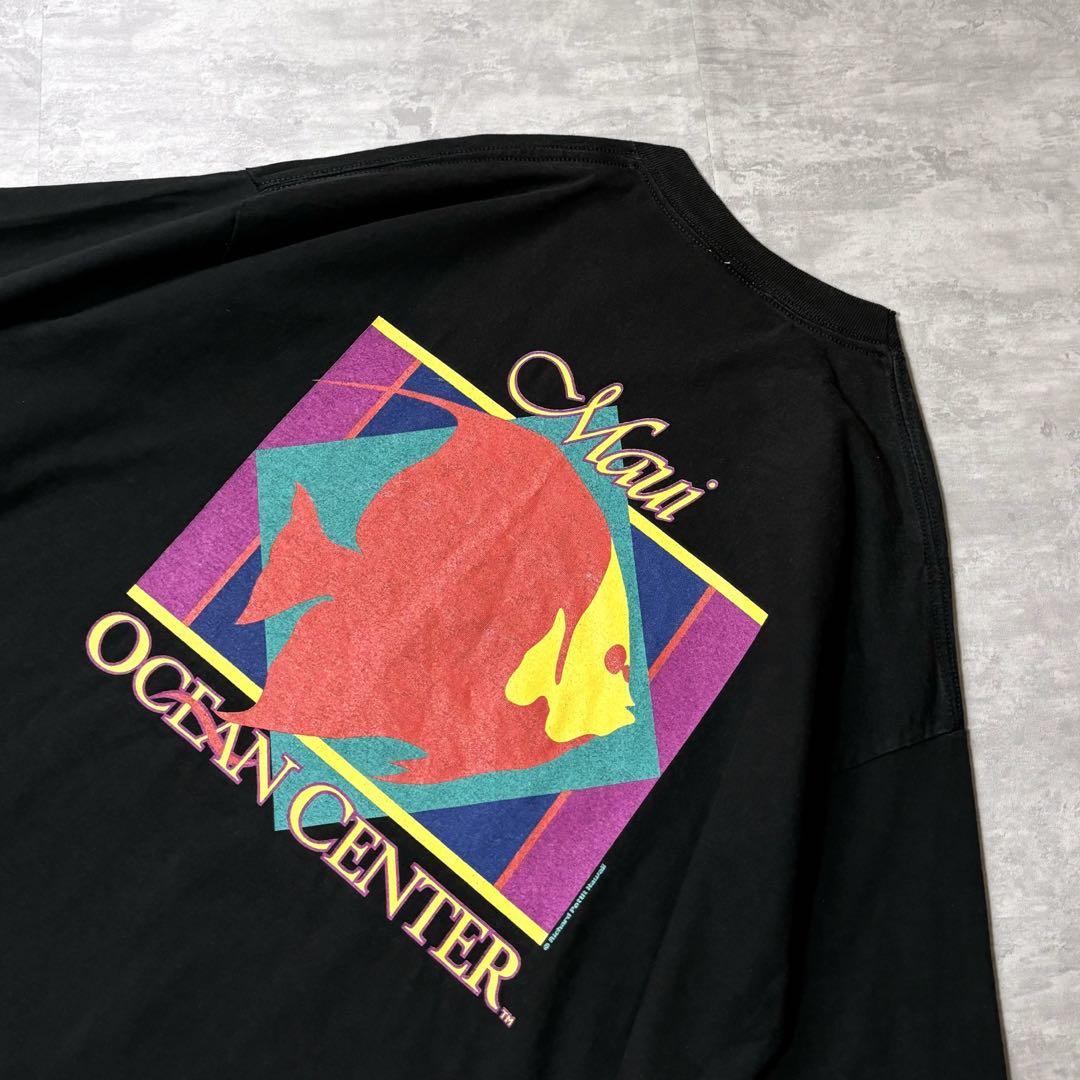 90s USA製 Maui Ocean Center Tシャツ 魚 ブラック