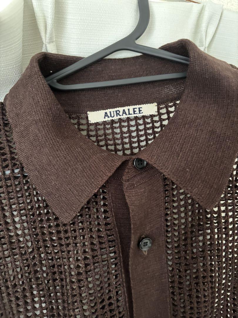 オーラリー auralee ブラウン メッシュ リネン シャツ 1