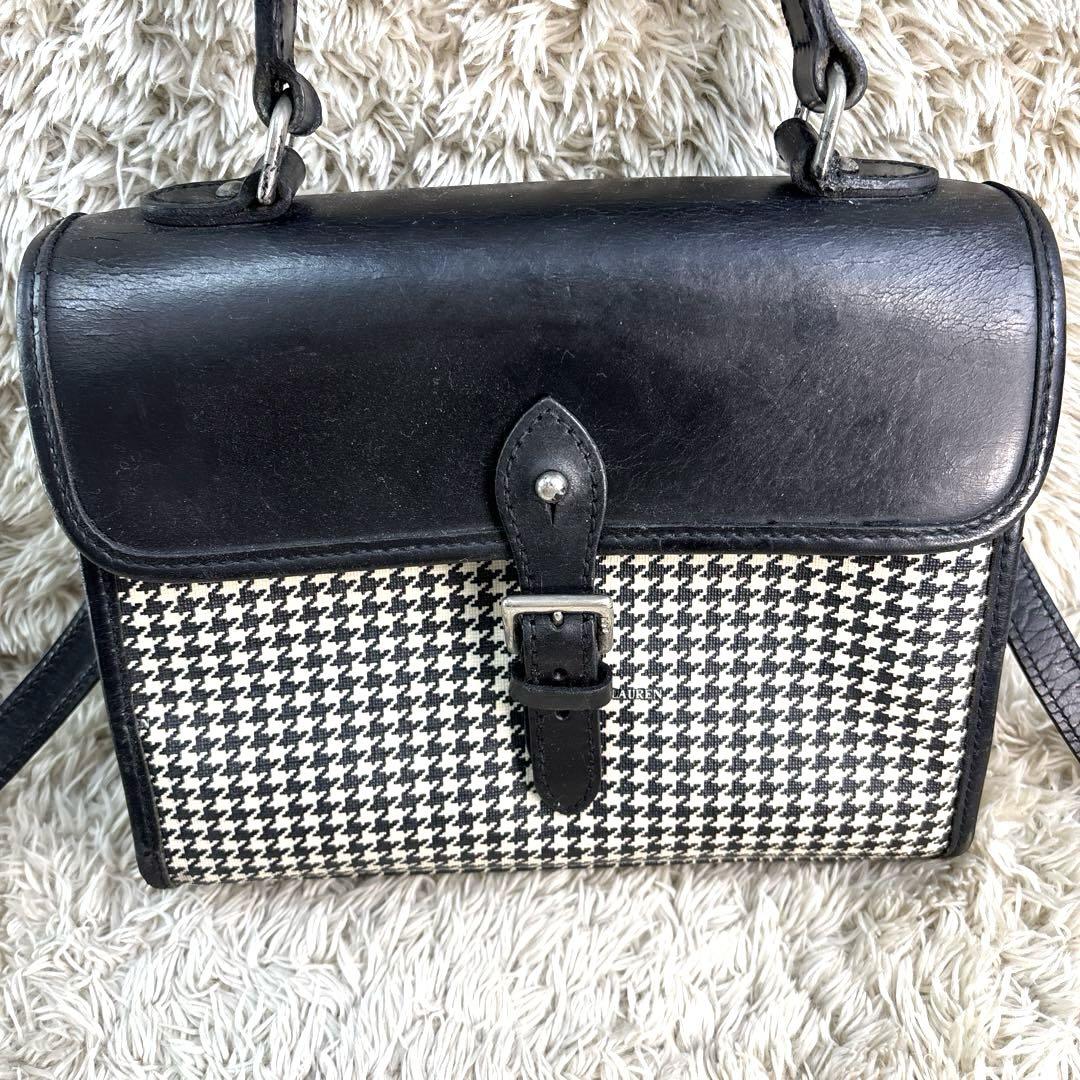 ラルフローレン ◆ ハンドバッグ レザー 千鳥格子 2way ショルダーバッグ