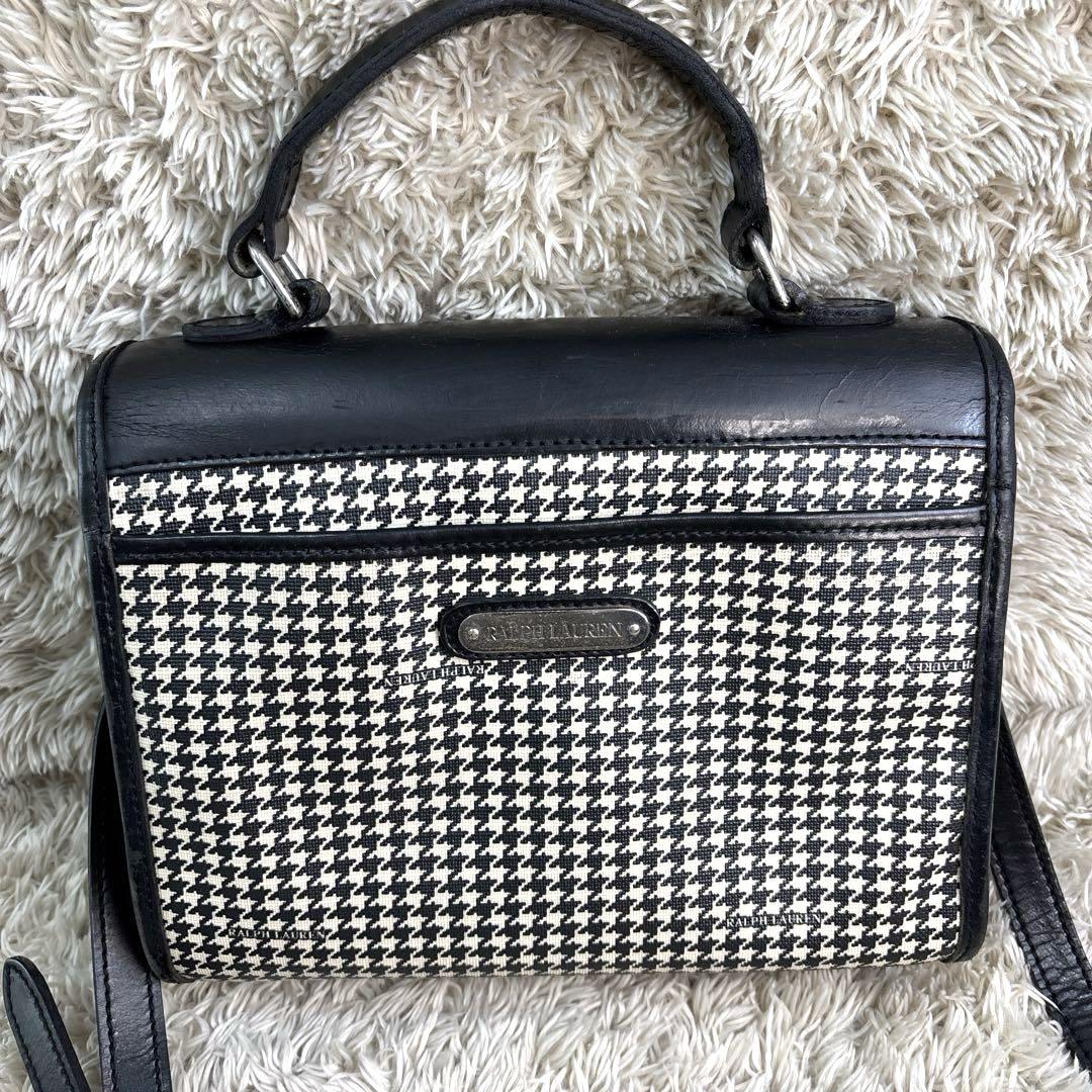 ラルフローレン ◆ ハンドバッグ レザー 千鳥格子 2way ショルダーバッグ