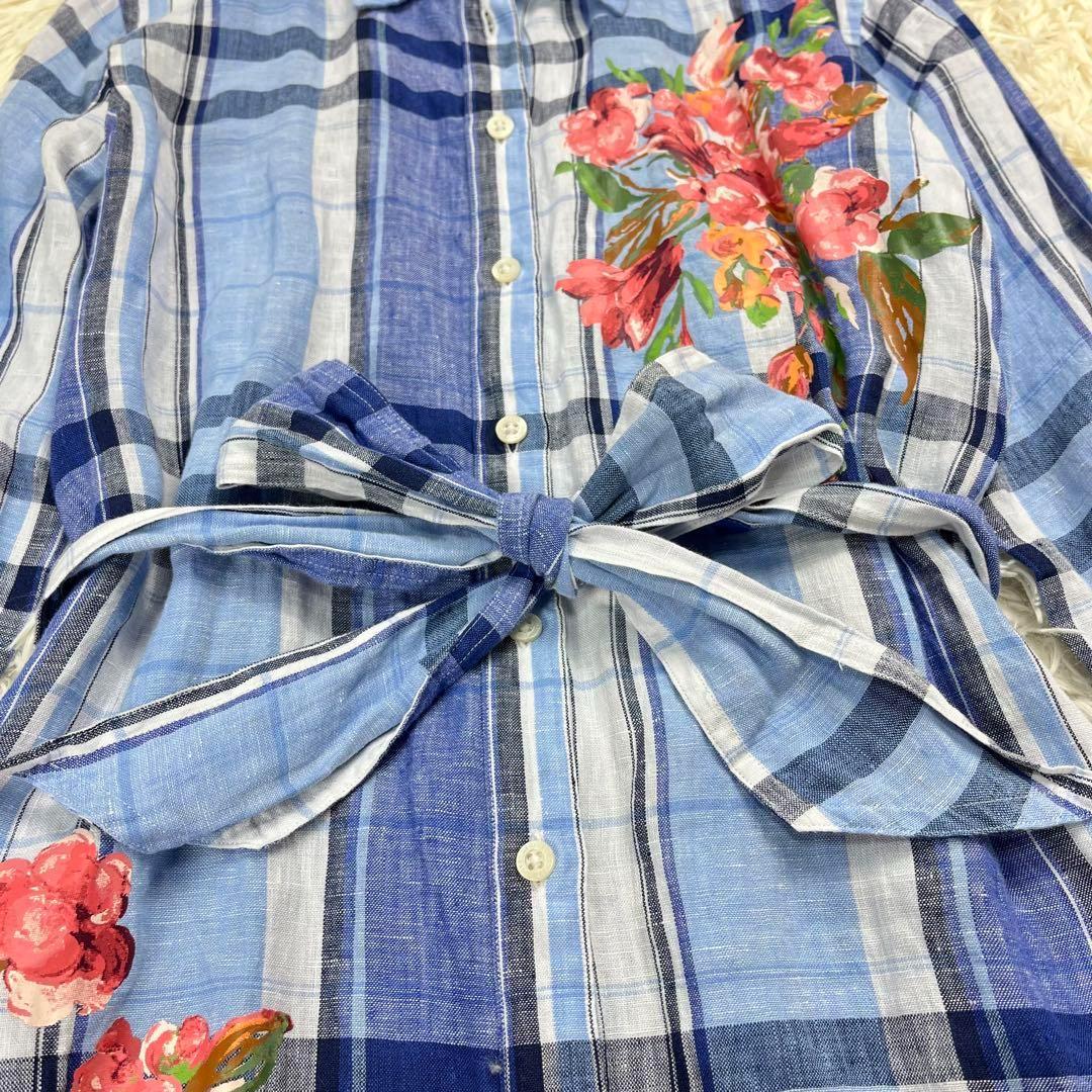美品】 ローレンラルフローレン リネン シャツワンピース ロング