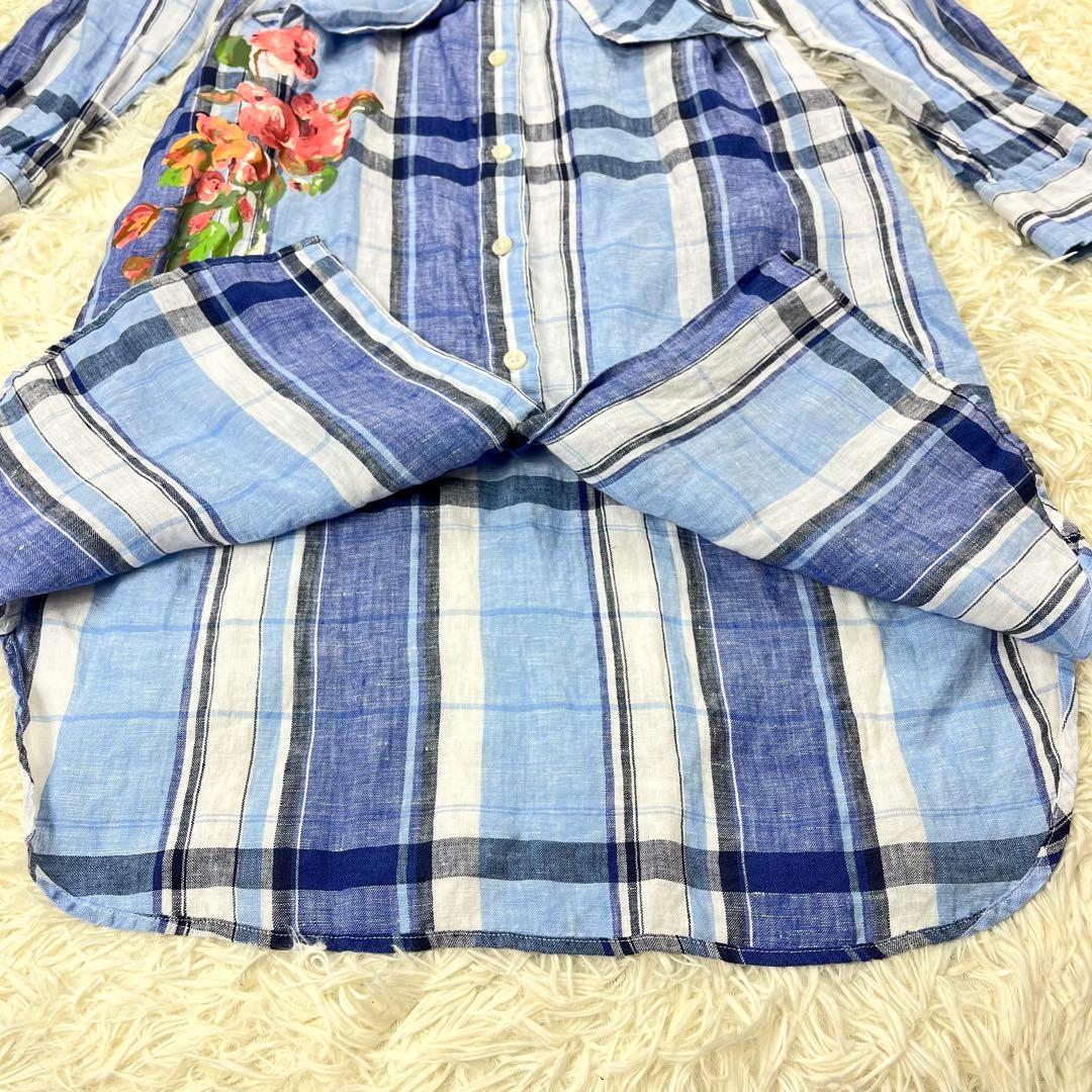 美品】 ローレンラルフローレン リネン シャツワンピース ロング
