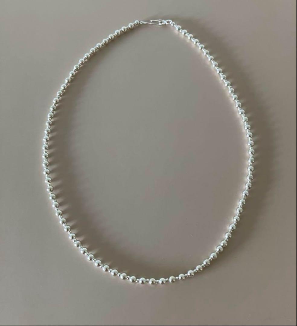 ビーズ シャイニーネックレス silver925 シルバー925 一連 45 silver925 4mm×2mmビーズづくしのシャイニーネックレス45.5cm