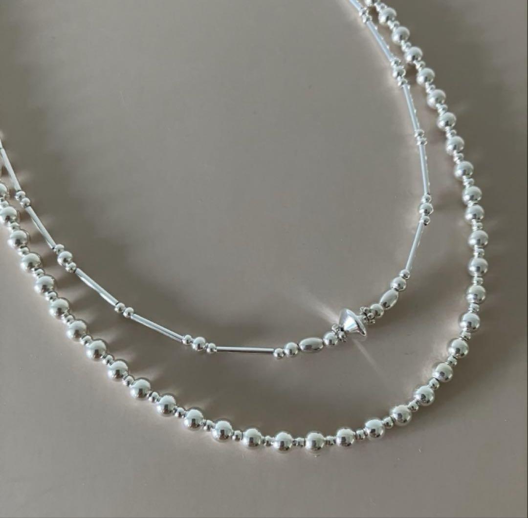 ビーズ シャイニーネックレス silver925 シルバー925 一連 45 silver シルバー 925 ビーズ 一連 シャイニー ネックレス 40 45