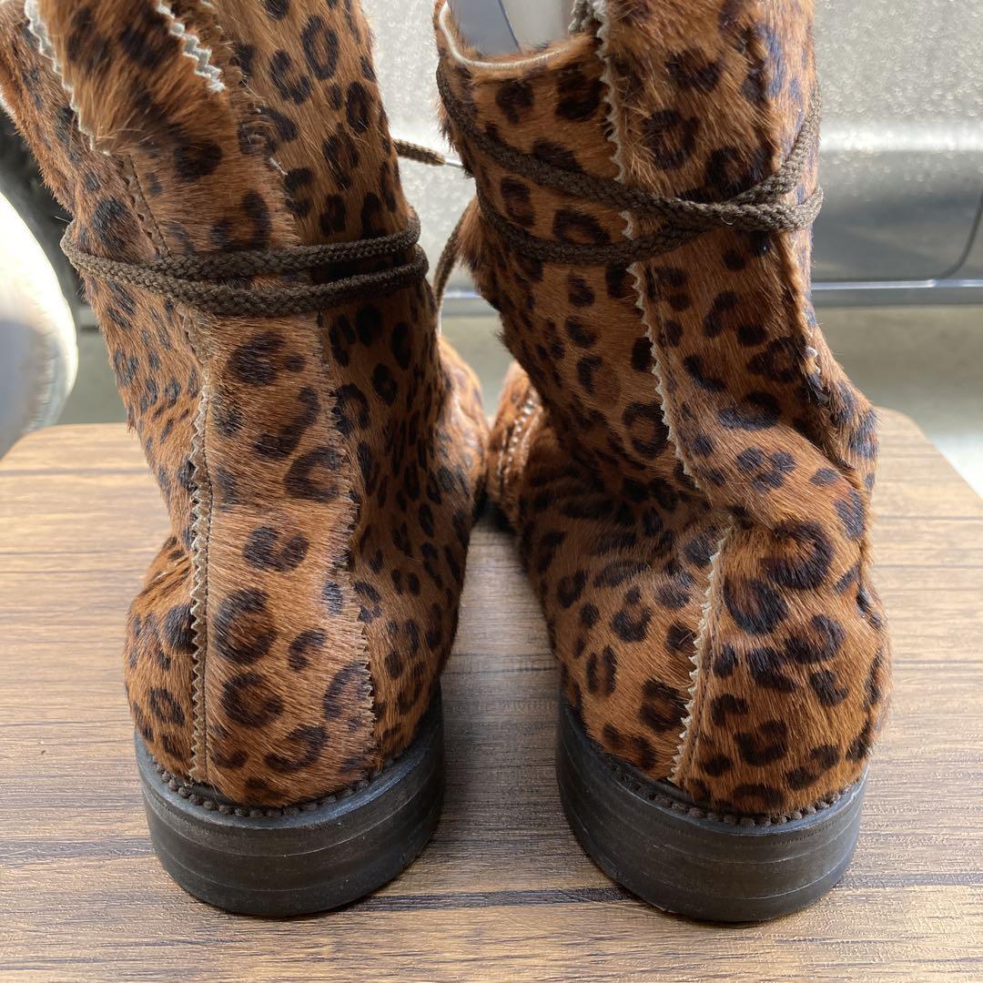 カタログギフトも！ old used☆the curiosity 靴 shop☆豹柄ハラコブーツ27㎝ 靴