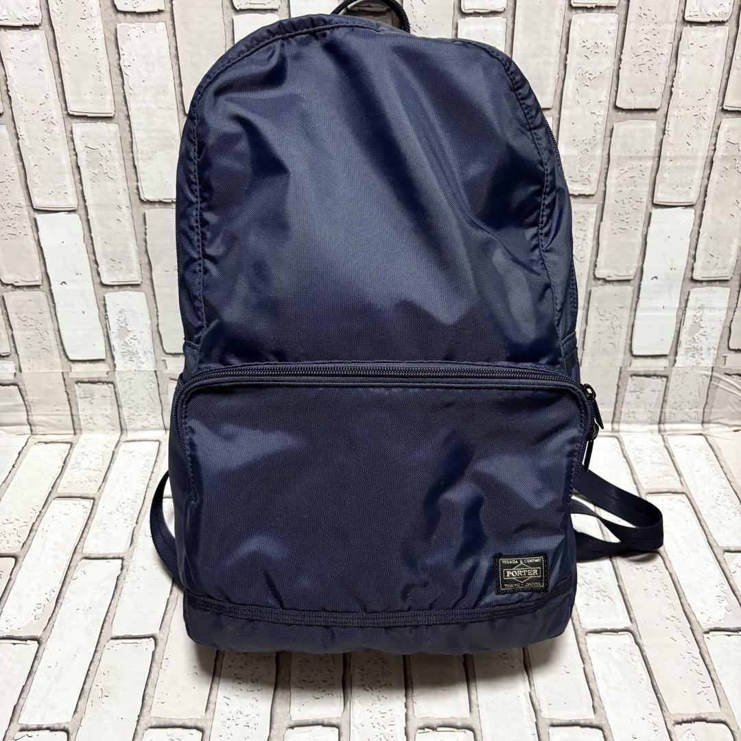 極美品 PORTER フラッシュ デイパック ネイビー689-05944