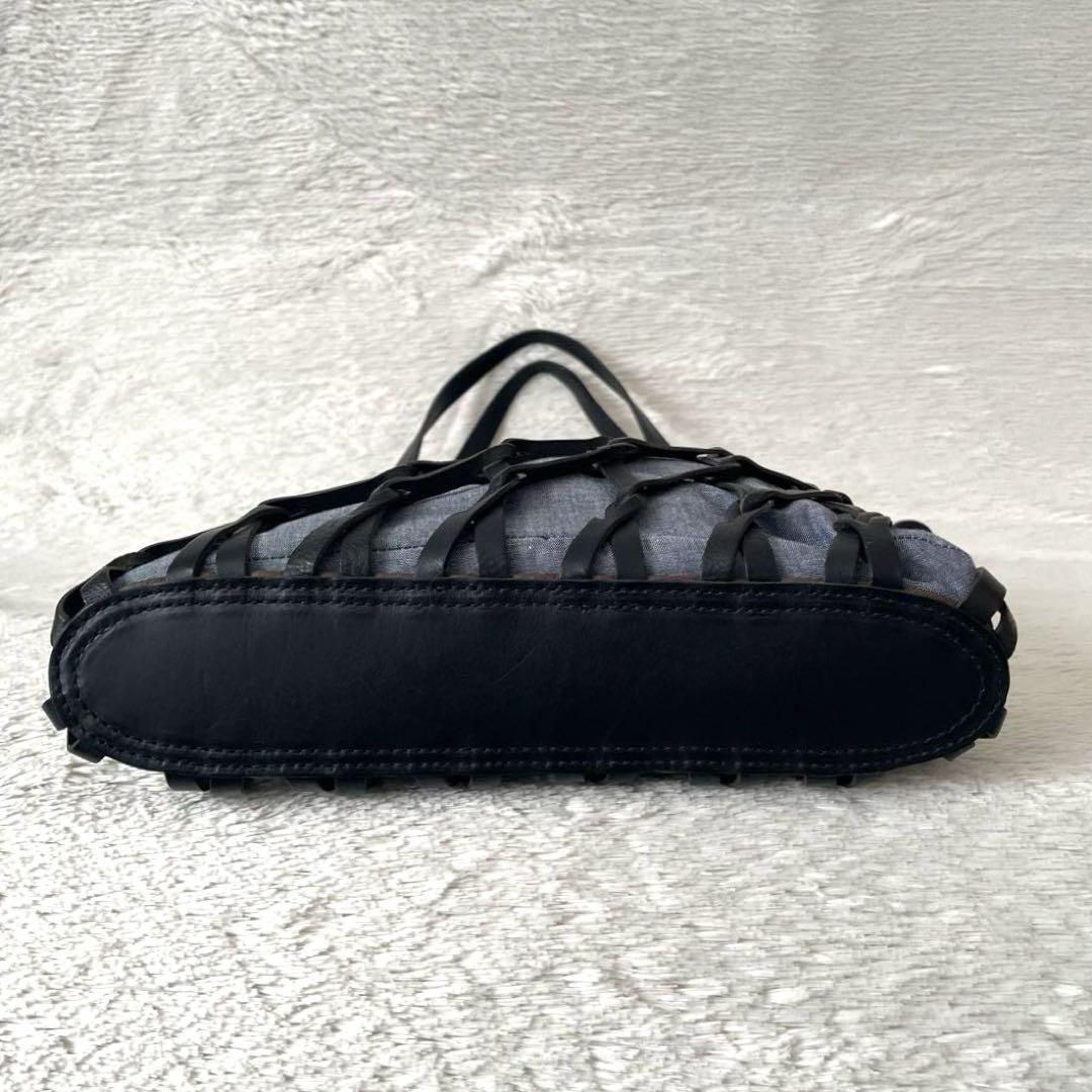 美品⭐️genten フィッシュネット トートバッグ 巾着 レザー キャンバス
