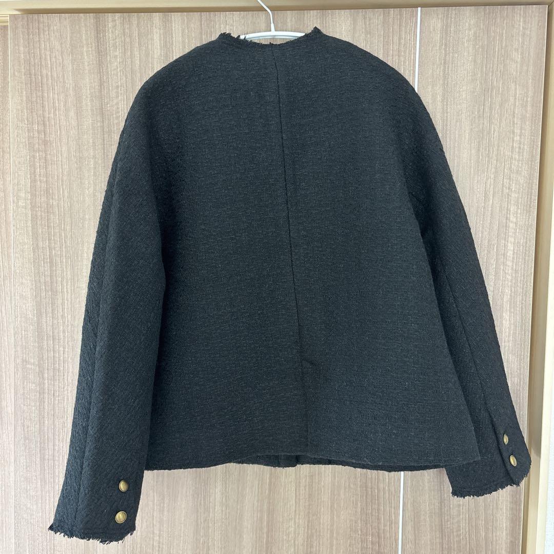 新品⭐︎ピュアルセシン⭐︎ スラブツイード ノーカラージャケット ブラック