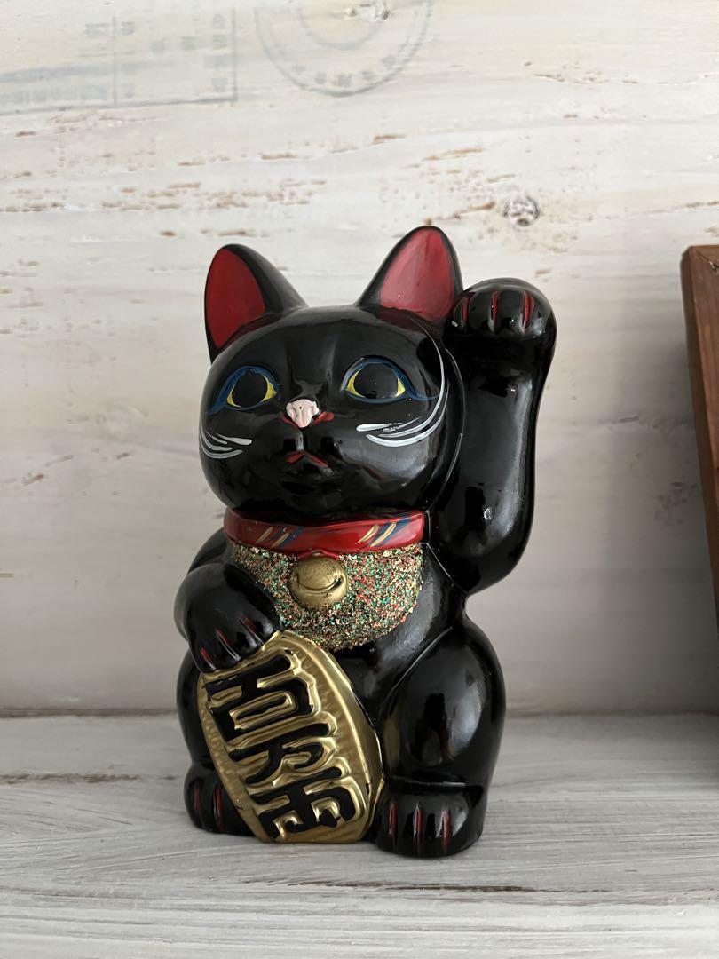 陶器製 黒い招き猫 中型 - メルカリ