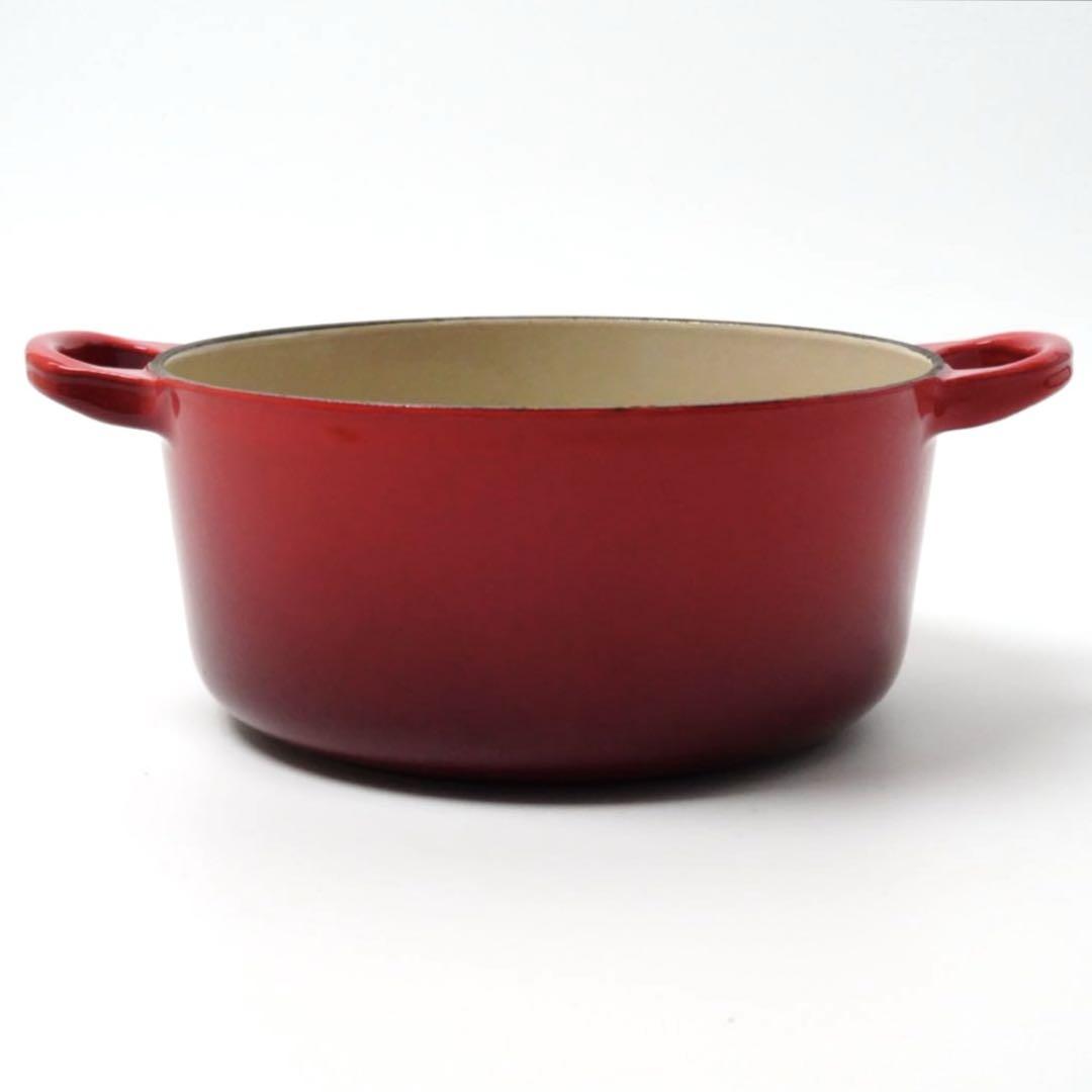 【美品】LE CREUSET　ココット ロンド チェリーレッド　18cm