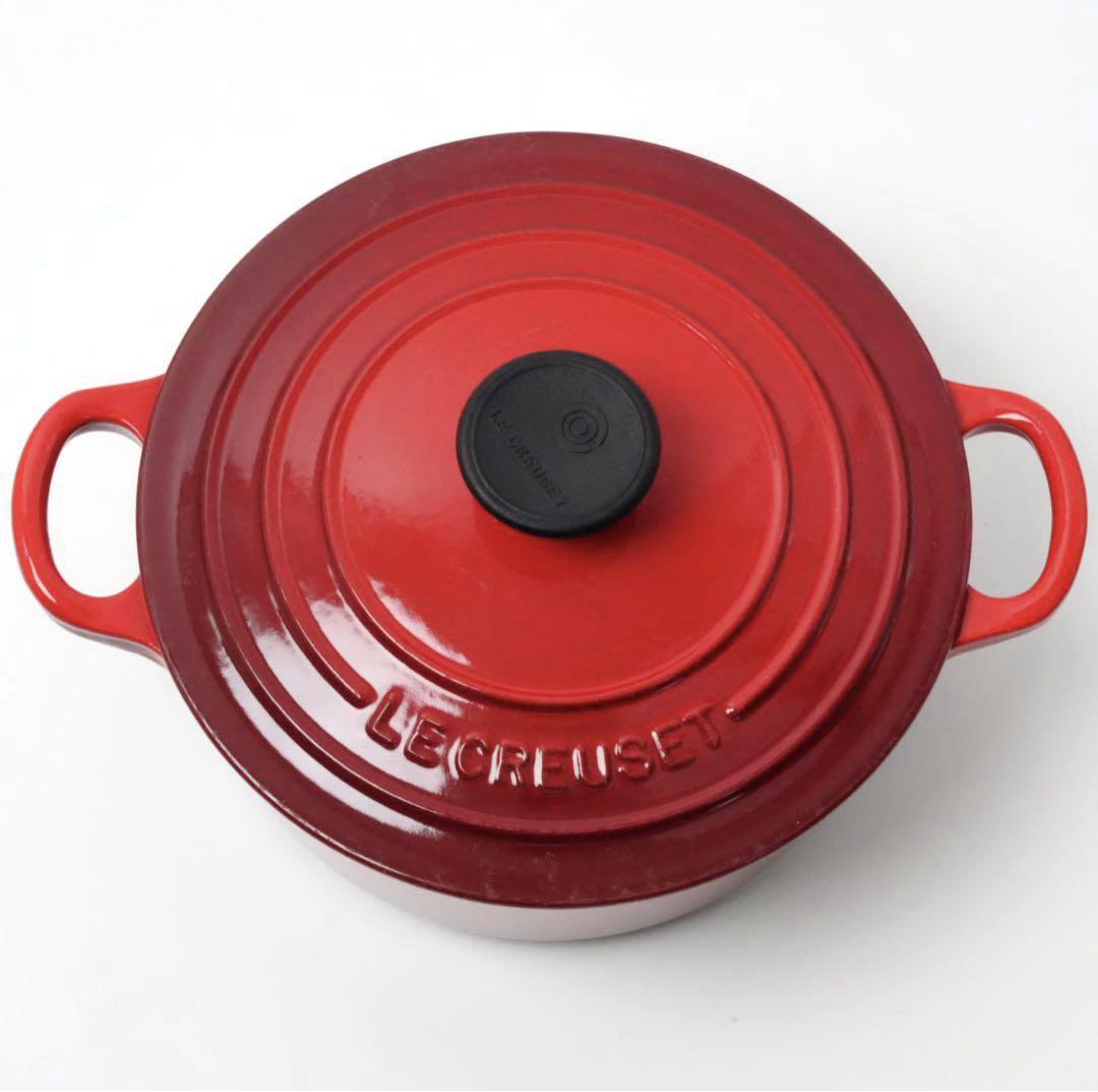 【美品】LE CREUSET　ココット ロンド チェリーレッド　18cm