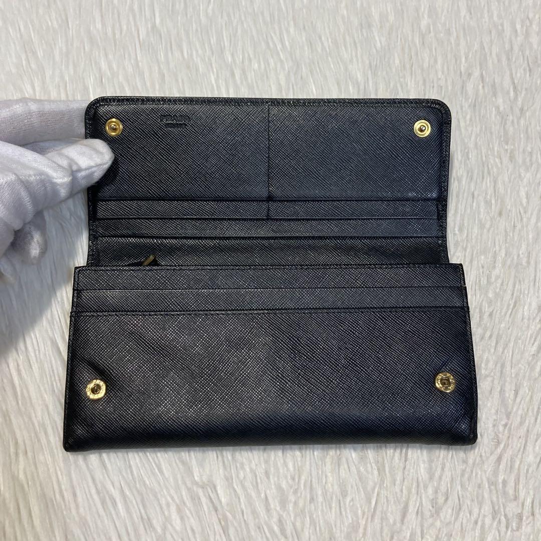 GW限定価格 定番　PRADA プラダ　リボン　長財布　黒　付属品　ゴールド金具
