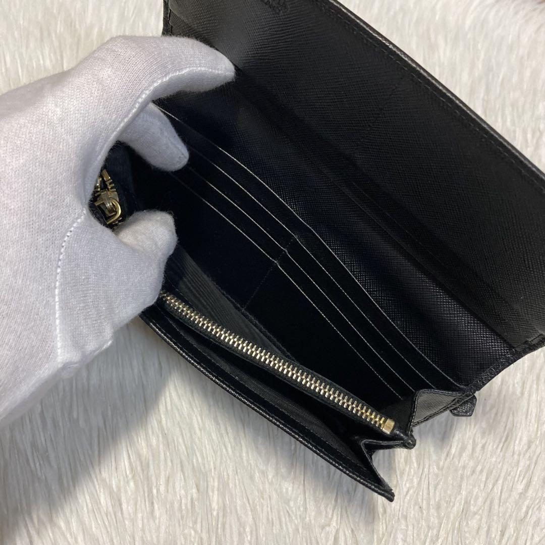 GW限定価格 定番　PRADA プラダ　リボン　長財布　黒　付属品　ゴールド金具