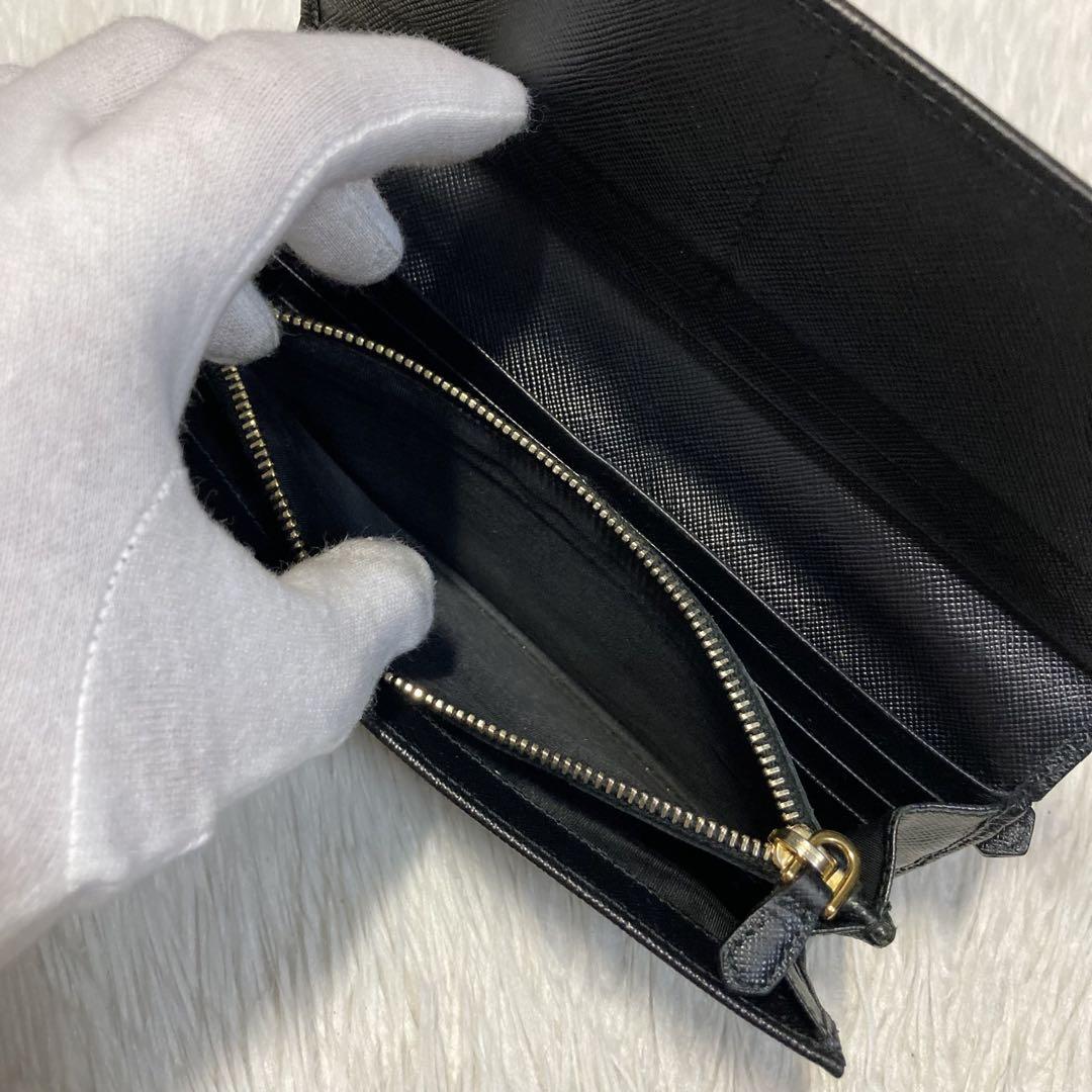 GW限定価格 定番　PRADA プラダ　リボン　長財布　黒　付属品　ゴールド金具