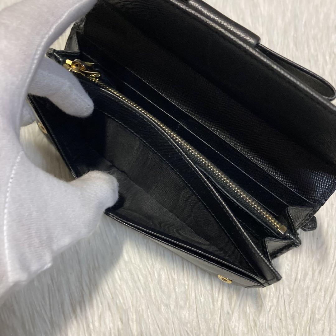GW限定価格 定番　PRADA プラダ　リボン　長財布　黒　付属品　ゴールド金具