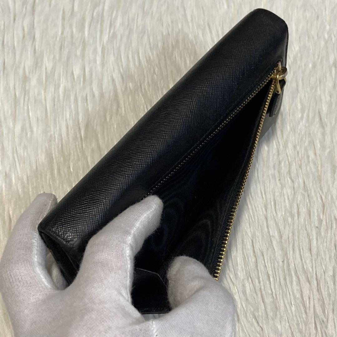GW限定価格 定番　PRADA プラダ　リボン　長財布　黒　付属品　ゴールド金具