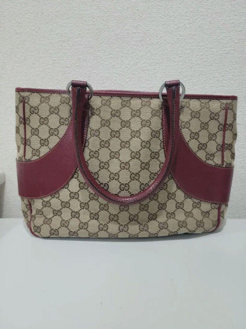 GUCCI トートバッグ CG柄 レザーレッド 美品