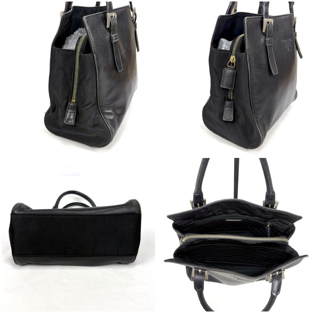 プラダ PRADA ミニトートバッグ ナッパレザー ブラック 黒