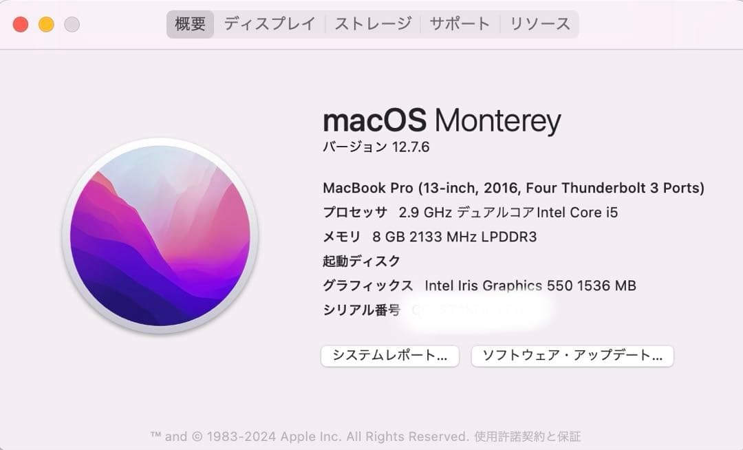【美品】MacBookPro 13インチ Appleシルバー 本体