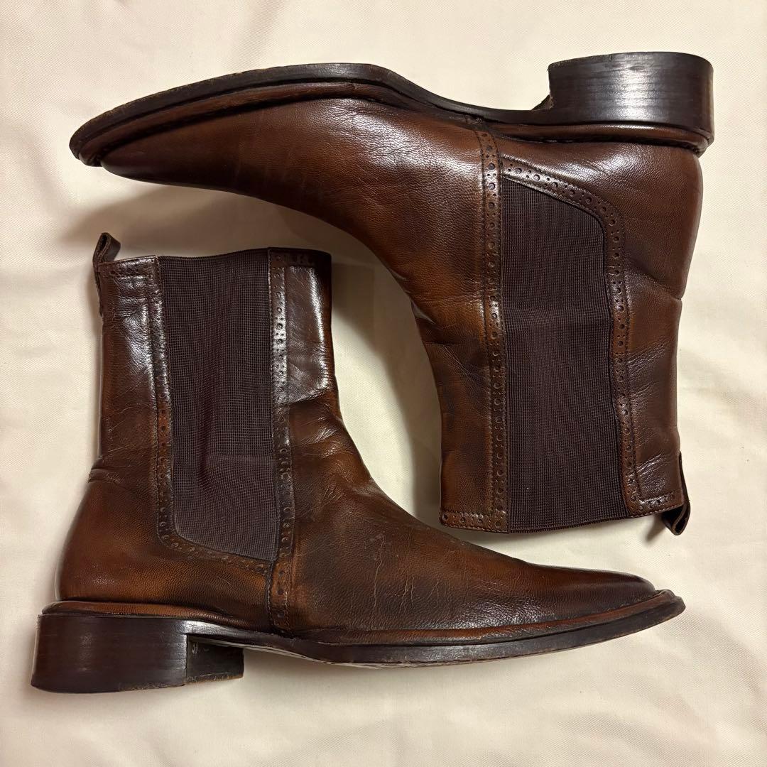 イタリア製 本革 CIVIDINI サイドゴアブーツ ブラウン 38 25cm
