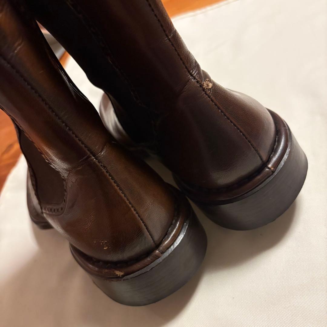 イタリア製 本革 CIVIDINI サイドゴアブーツ ブラウン 38 25cm