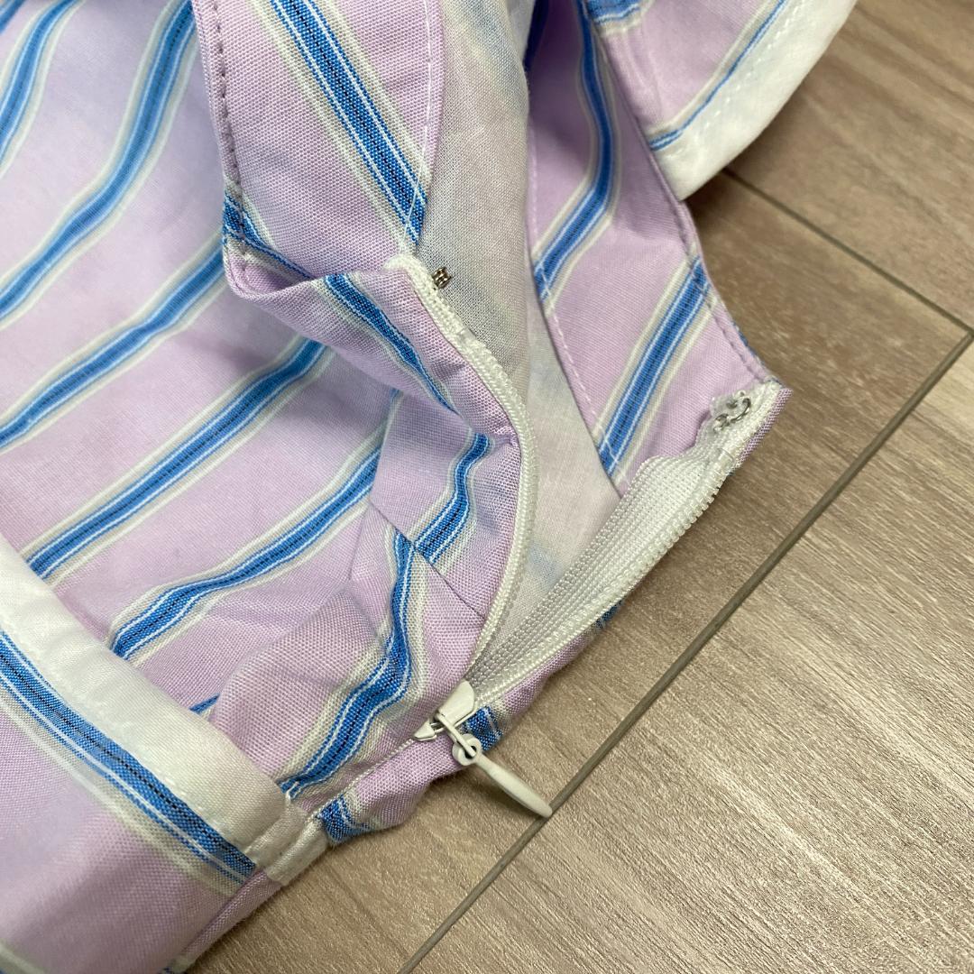 ◇COELコエル ノースリーブシャツワンピース ストライプ 背中
