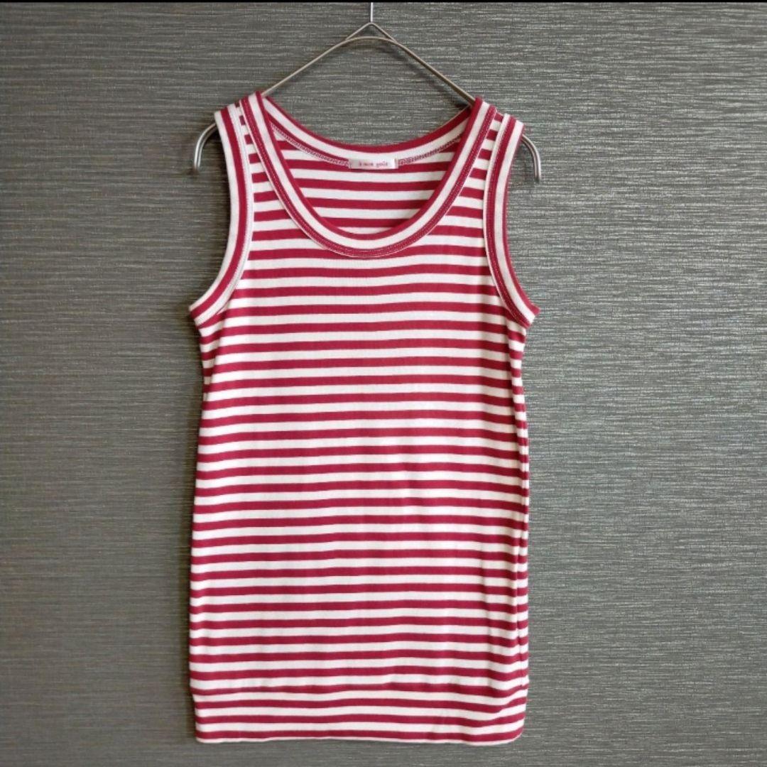 ホット セールの通販 美品】a mon gout アモングフライスボーダータンクトップ 3枚 トップス