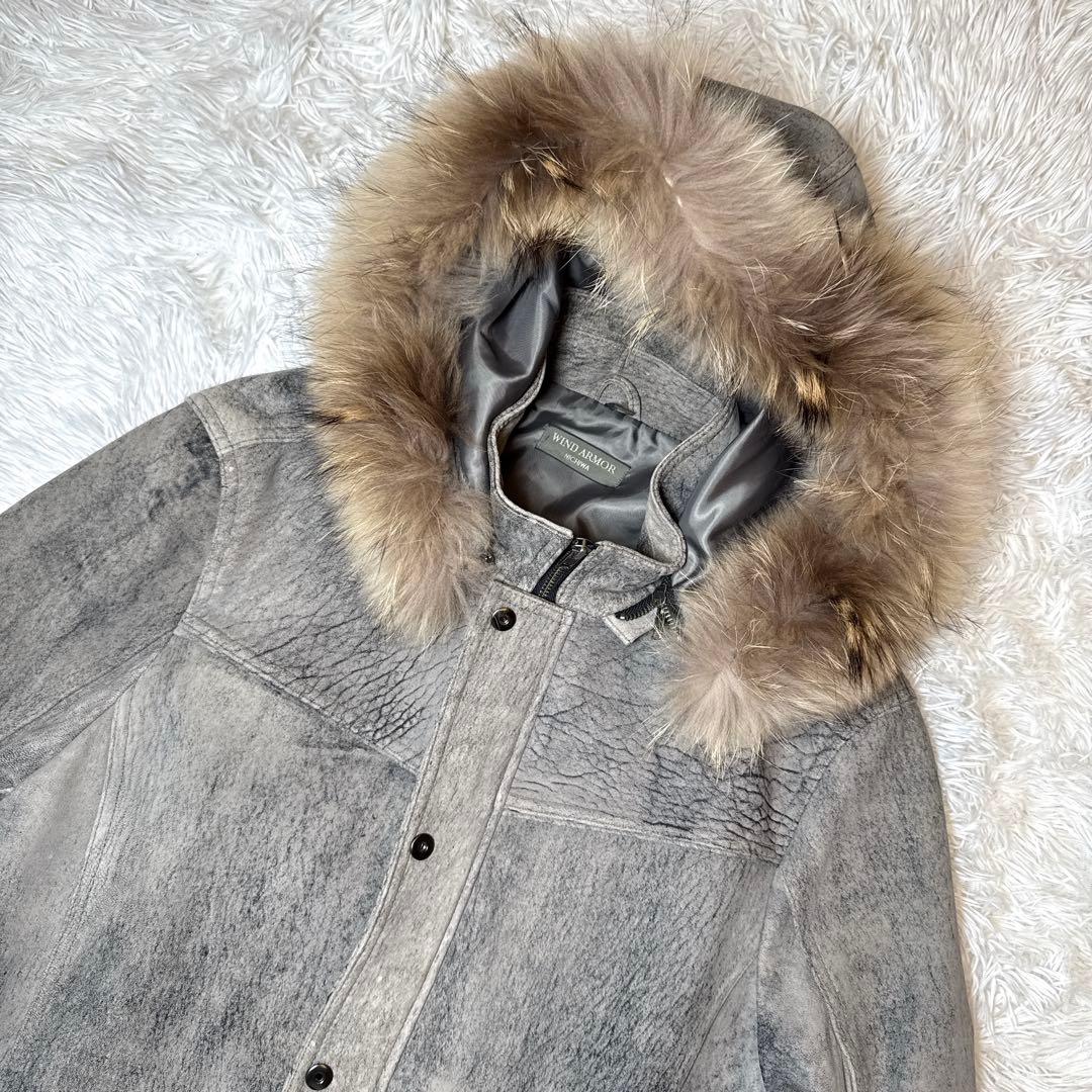 大きい ウインドアーマー ムートンコート シープ ファー ヴィンテージ加工 3L 大きい ウインドアーマー ムートンコート シープ ファー ヴィンテージ加工 3L