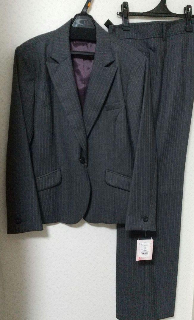 ボンマックス／事務服 パンツスーツ 上下セット 調温機能付 グレイ×パープル