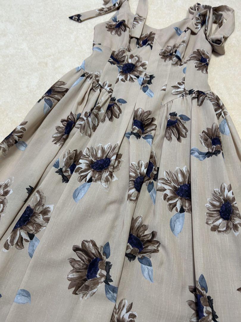 ワンピース Her lip to Sunflower-Printed Midi Dress