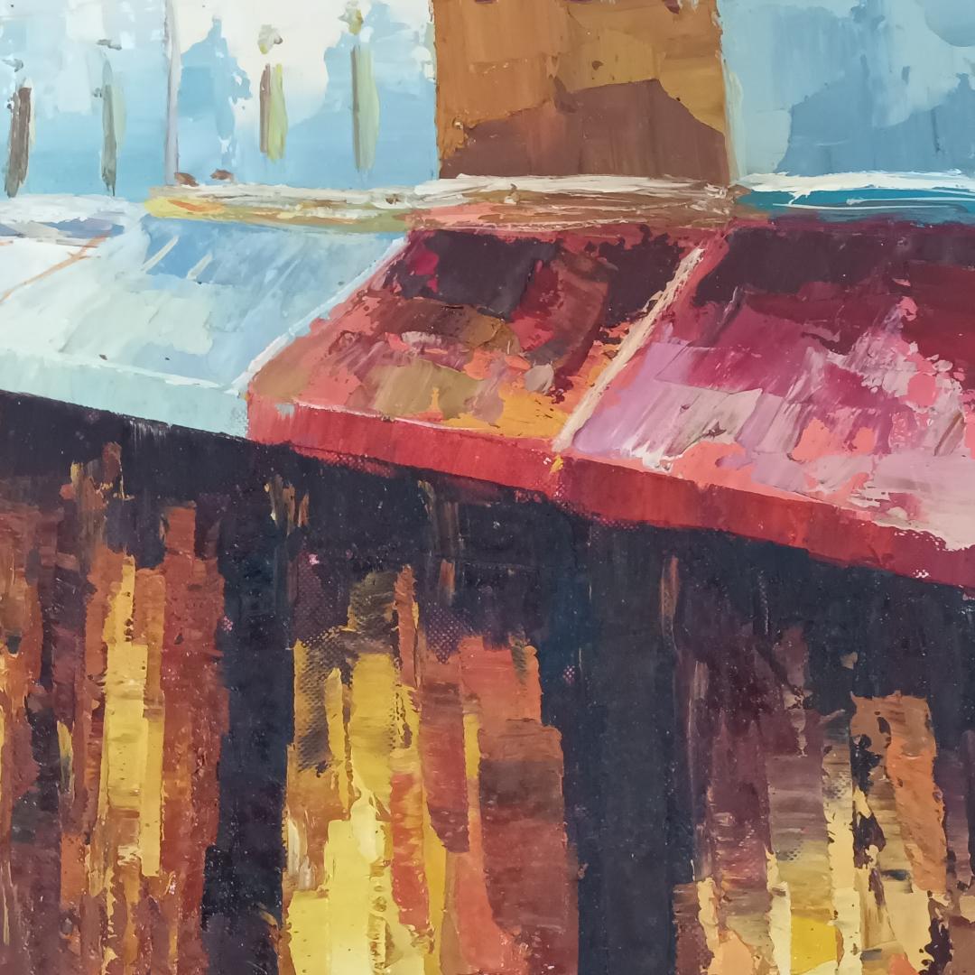 額縁付き 特大！M30号 複製画 絵画 油絵 街中の風景 海外 D-128