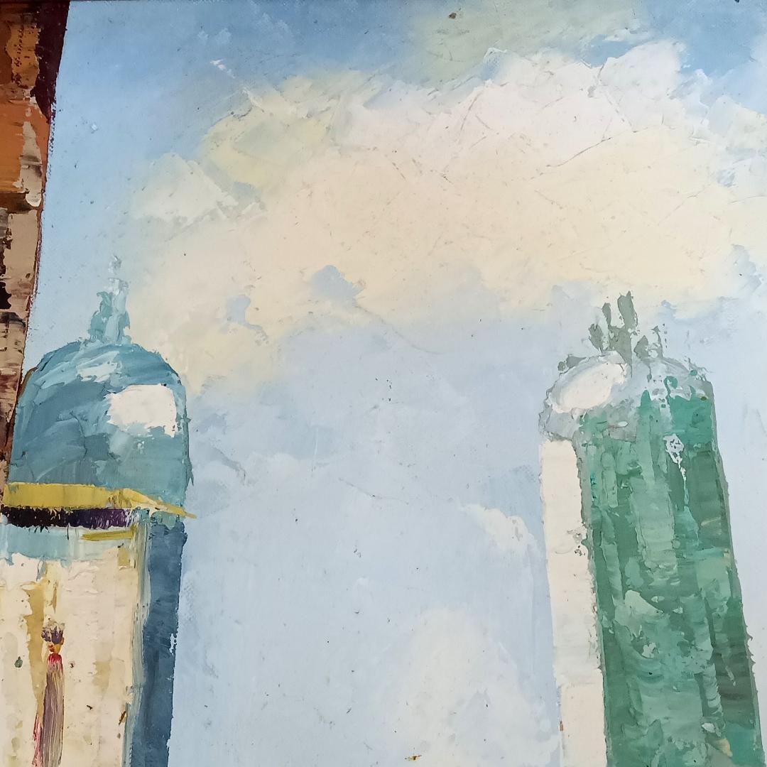 額縁付き 特大！M30号 複製画 絵画 油絵 街中の風景 海外 D-128