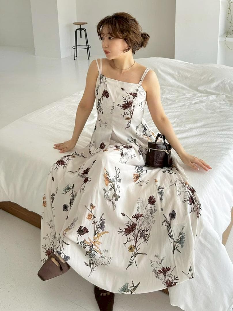 【新品】FRAY I.D ボタニカルプリントキャミソールワンピース/w IVR1