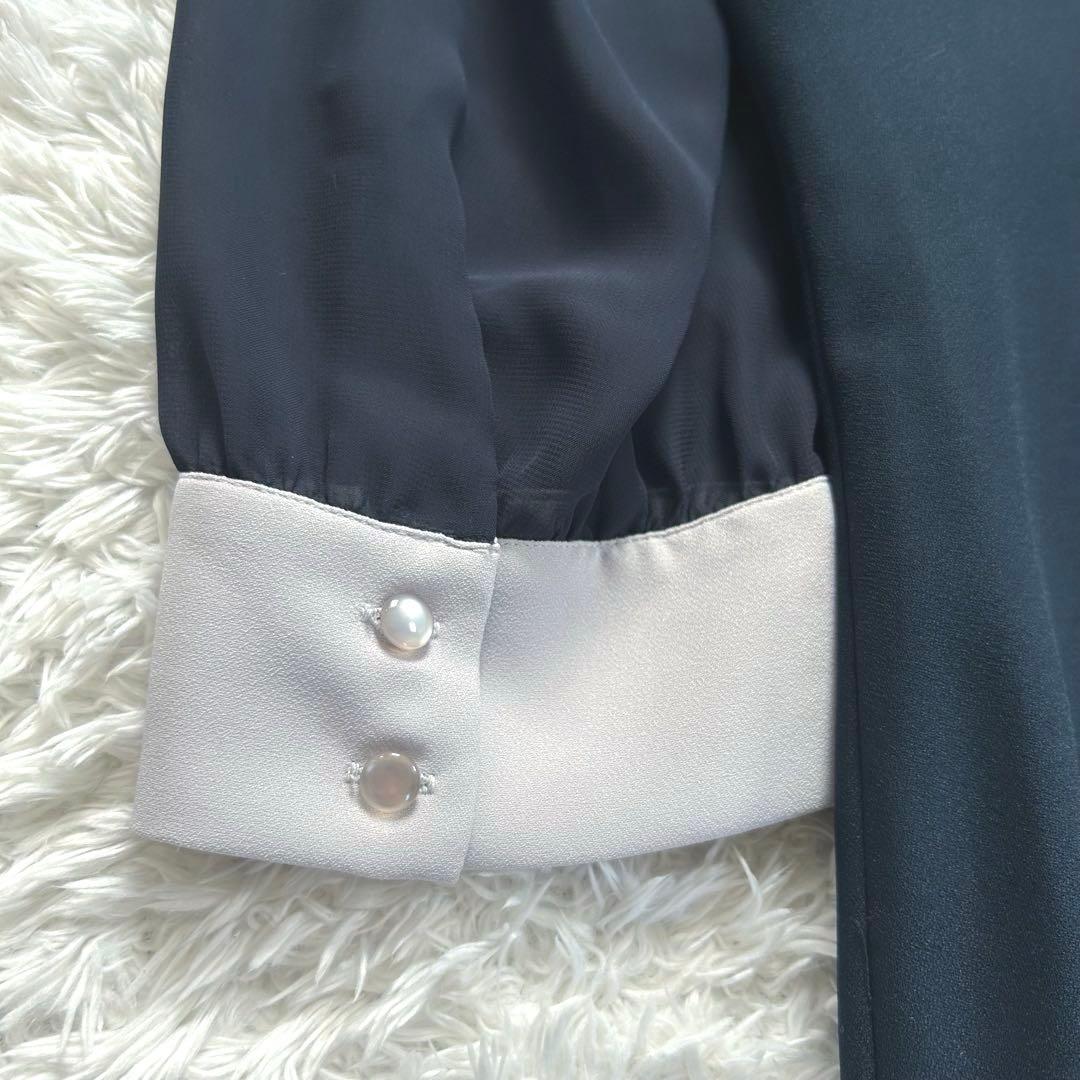 【大きいサイズ 4L】　カラルス　スタンドカラーアシメラッフルデザインワンピース