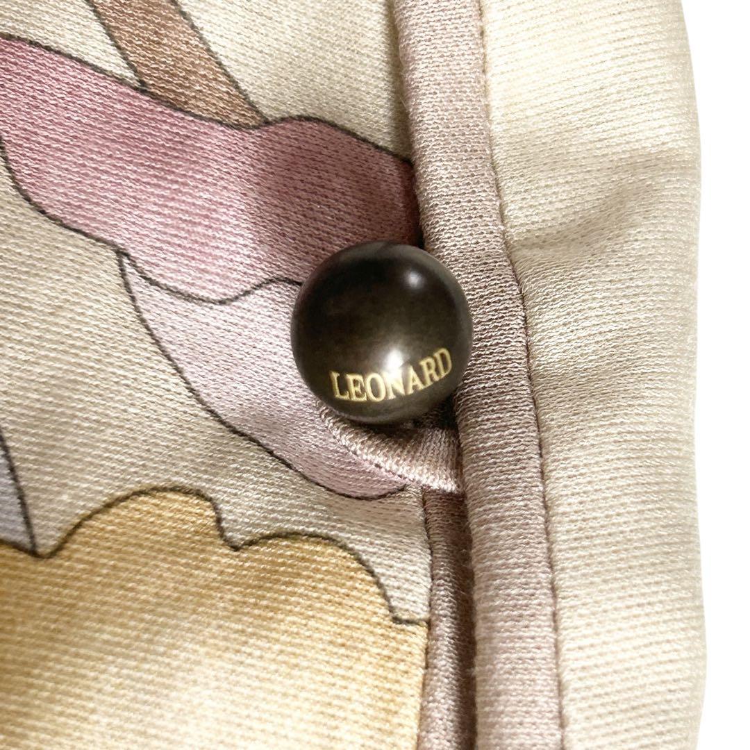 【良品】LEONARD レオナール コットンワンピース　M LEONARD レオナール コットン ベルト紐つき ワンピース ワンピース