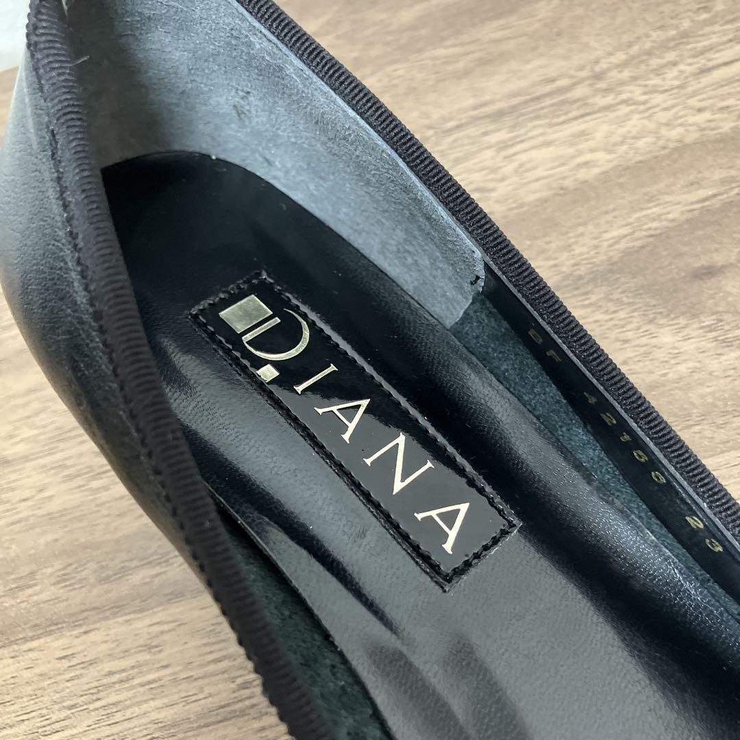 美品✨DIANA ダイアナ リボン パンプス 黒 フラットシューズ 23