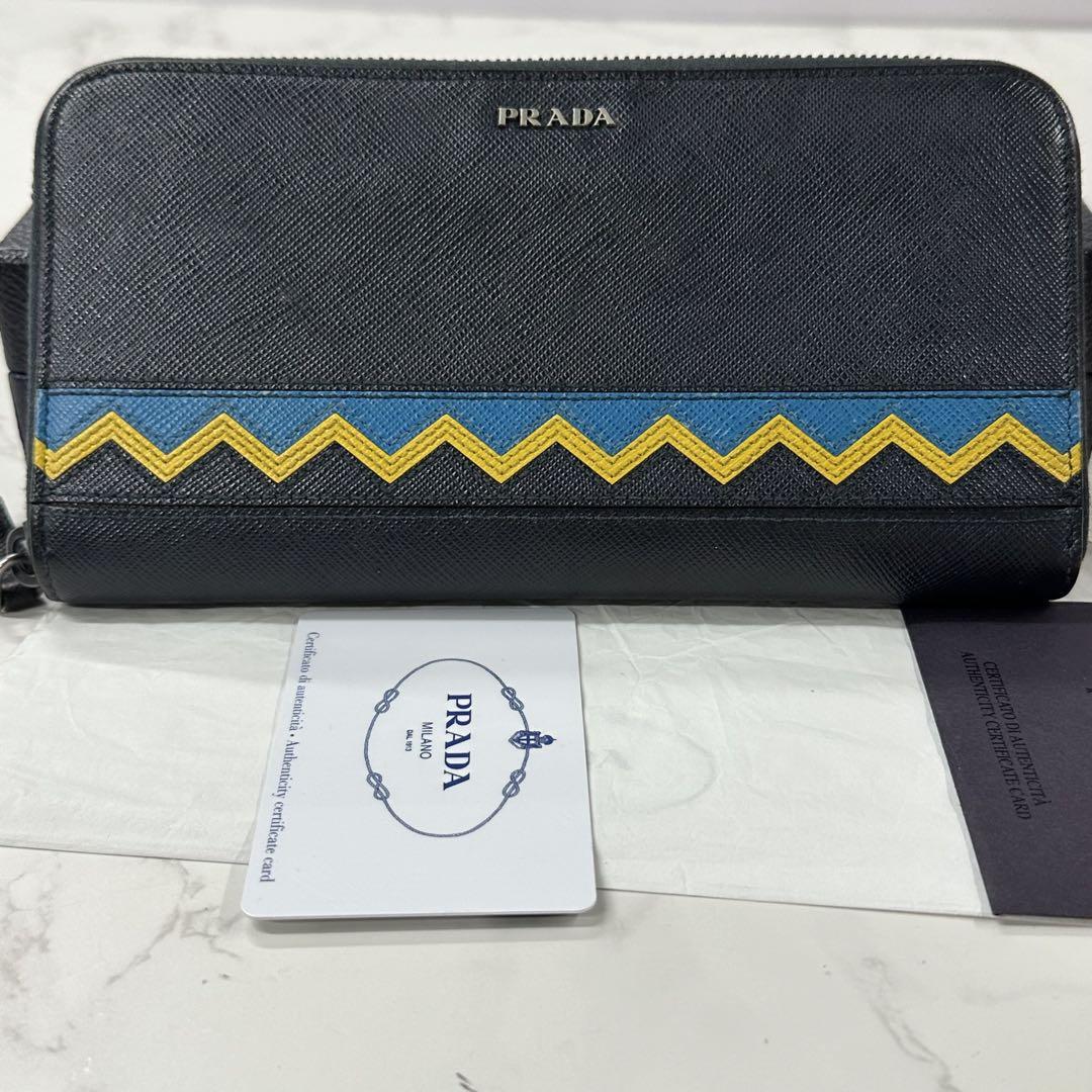 新品同様‼️ プラダ　PRADA 財布　長財布　サフィアーノ　ラウンドファスナー