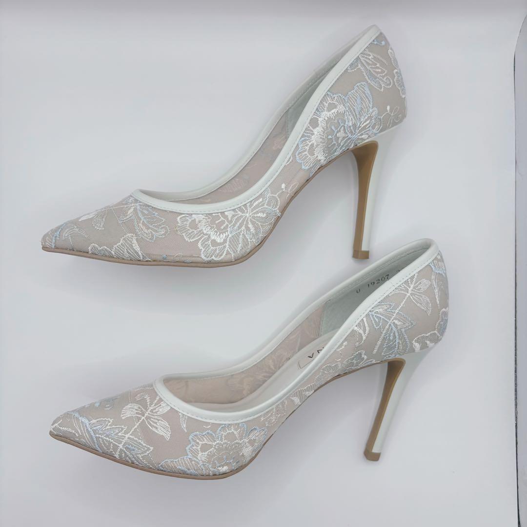 24cm*[美品]*DIANA 花柄 ハイヒール パンプス 総柄 ピンヒール ポインテッドトゥ フラワー柄 シューズ 極美品 DIANA ダイアナ レースパンプス 花柄 ピンク 24cm DIANA