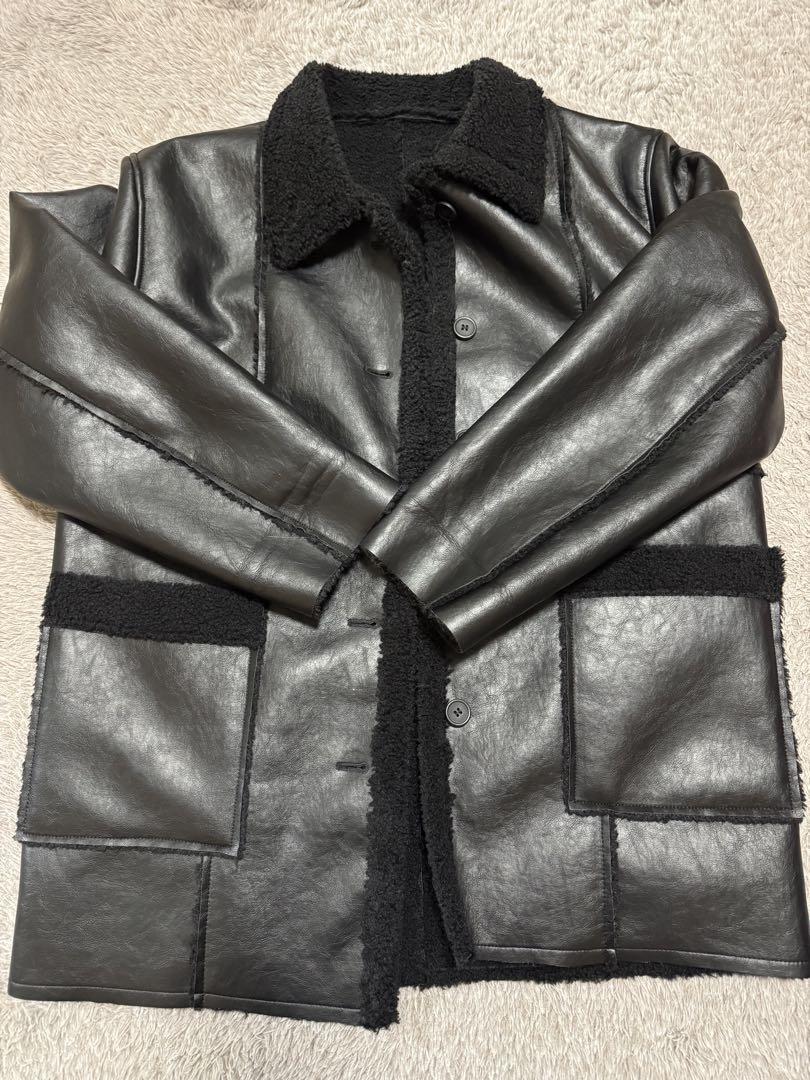【美品 SENCE OF PLACE】リバーシブルレザーライクボアジャケット