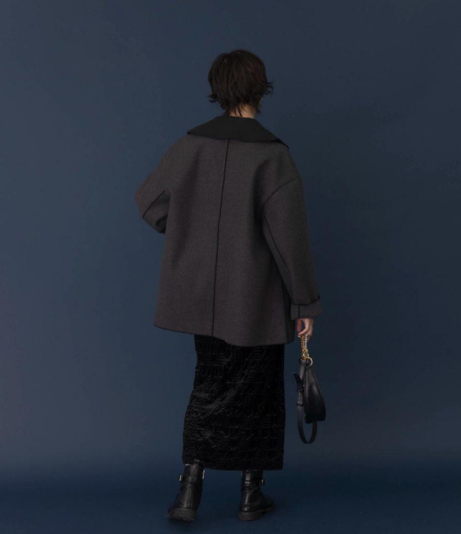 祝開店！大放出セール開催中 2024AW エイミーロウ レディース ワイドカラーMIX釦メルトンコート ジャケット・アウター