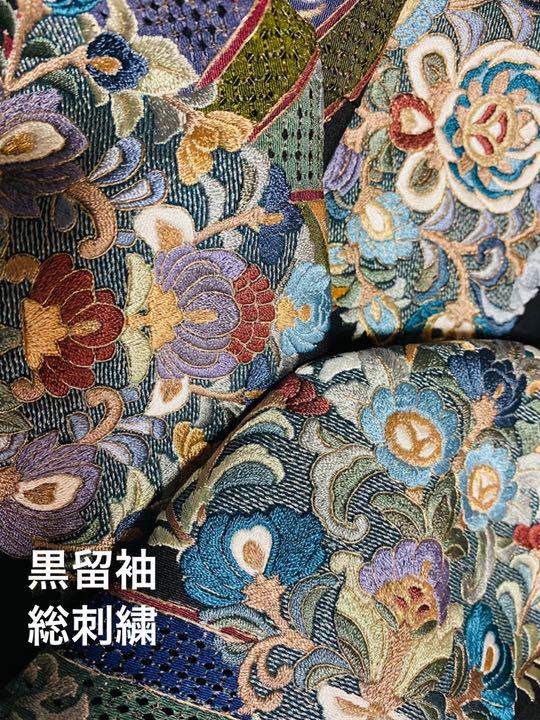 28000円 最も ドキンちゃん様ご専用 黒留袖17点セット総刺繍一越ちりめん 高級品 手縫い仕立て