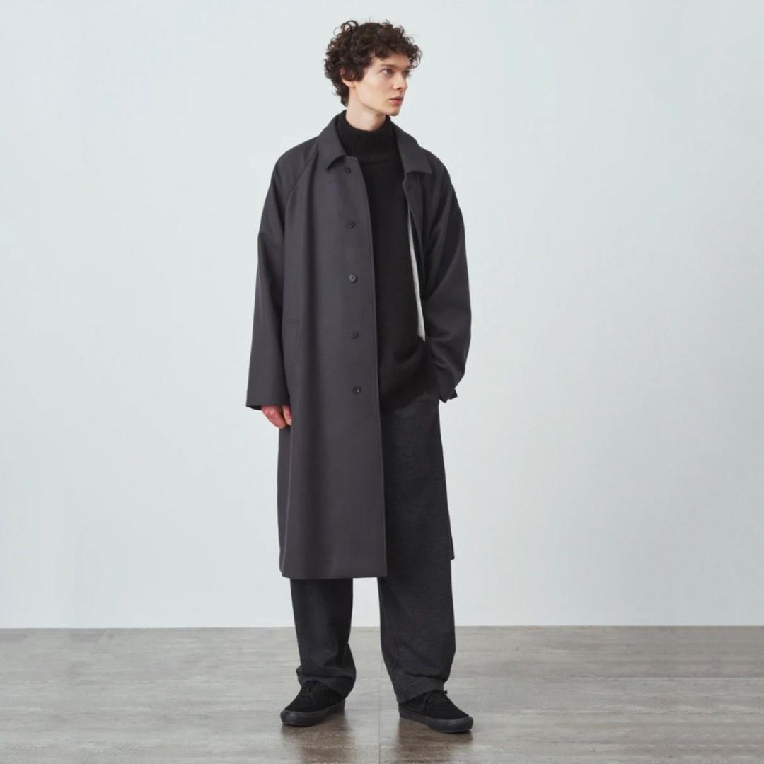 SUPER 160S DOUBLE SAXONY BALMACAAN COAT / BLACK | ATON (MEN