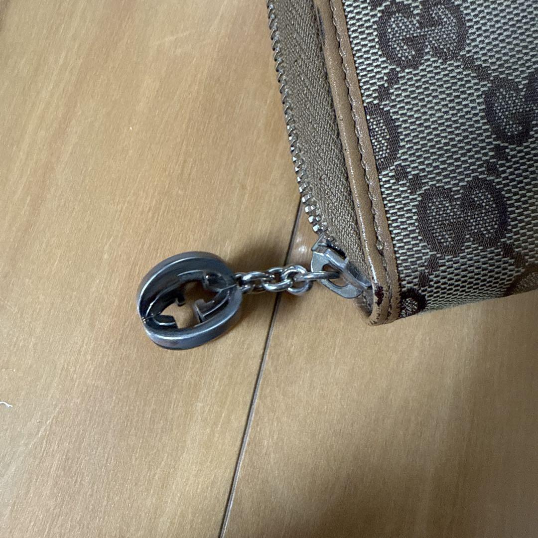 gucci 長財布　キャンバス　ラウンドジップ　インターロッキング GG レザー