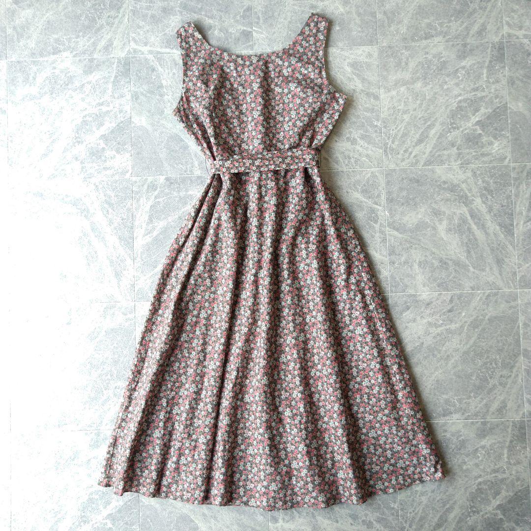 296 ローラアシュレイ 花柄 フラワー ノースリーブ ワンピース